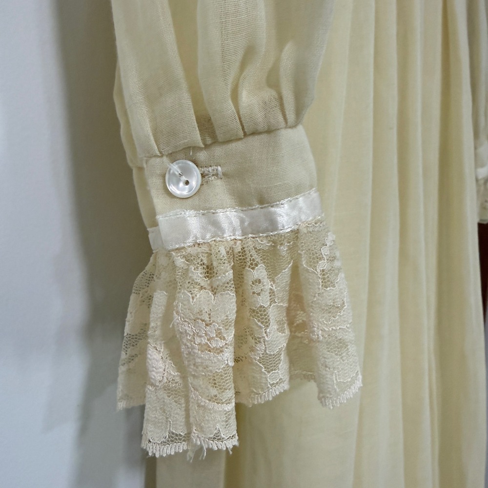 Vintage Gunne Sax Jessica Maxi Prairie Dress Lace Capelet Ivory Boho Size 13 - Picture 4 of 16